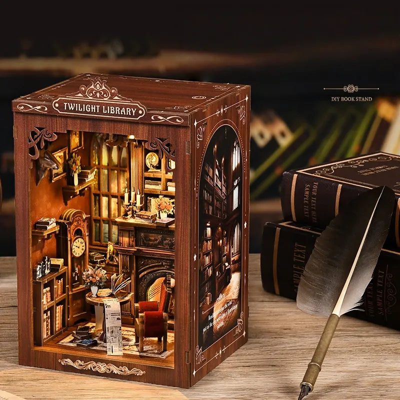 Side view of the Book Nook - Twilight Library with clearly visible elements