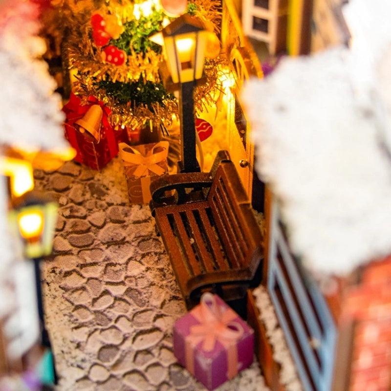 Nahaufnahme des Book Nook - Winter Of Christmas mit reichhaltigen Details