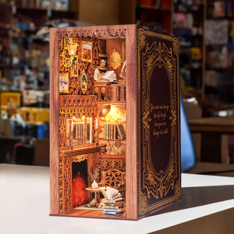 Eternal Bookstore: Classic Miniature Library Scene LED Book Nook Kit-CraftoyX