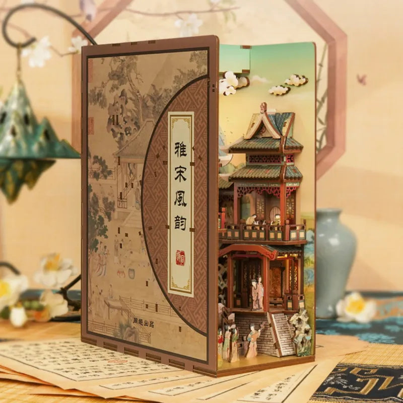 Song Dynasty Culture: Oriental Miniature Scene Wooden Book Nook Kit-CraftoyX