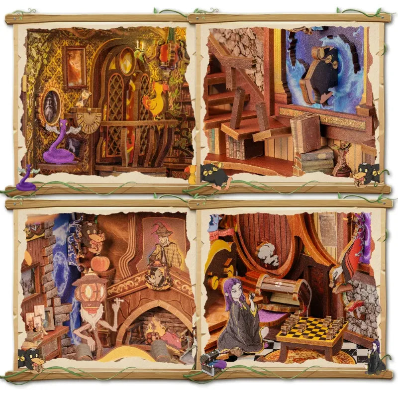 Fantastic Animal Common Room: Fantasy 3D Puzzle Wooden LED Book Nook-CraftoyX