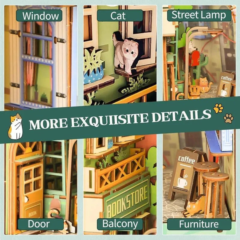 by craftoyx 3D Puzzles DIY Book Nook Kit CatStreet Premium Materials