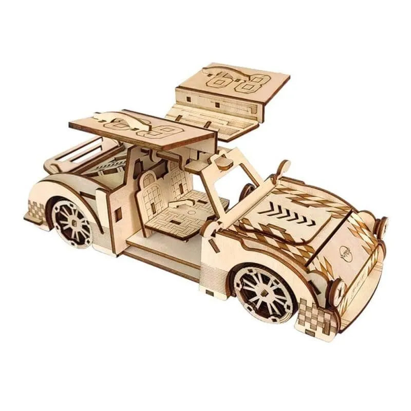 by craftoyx 3D wooden racing car puzzle complete view 