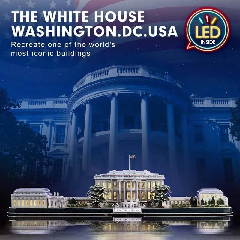 Puzzle 3D | LED White House - Architectural Model Kit - CraftoyX