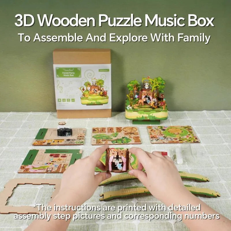 3D Music Box Puzzle Kit | Forest Party-CraftoyX