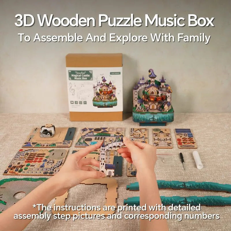 3D Music Box Puzzle Kit | Magical Castle-CraftoyX