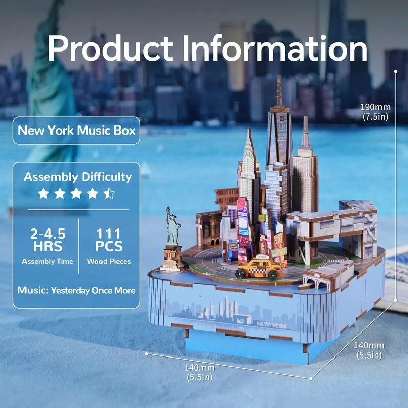 3D Music Box Puzzle Kit | New York-CraftoyX