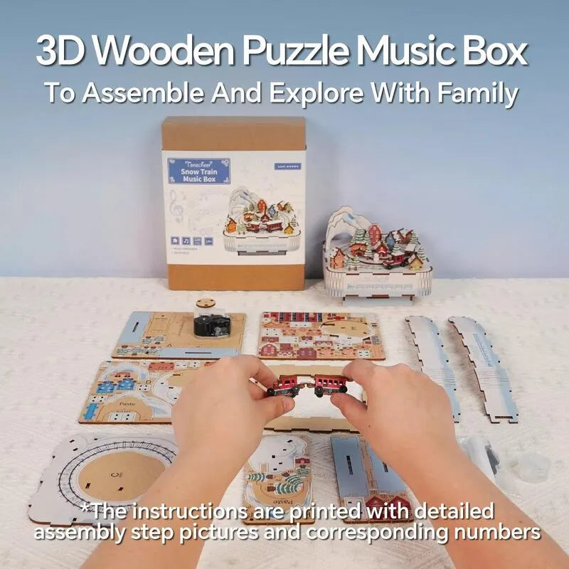 3D Music Box Puzzle Kit | Snow Train-CraftoyX