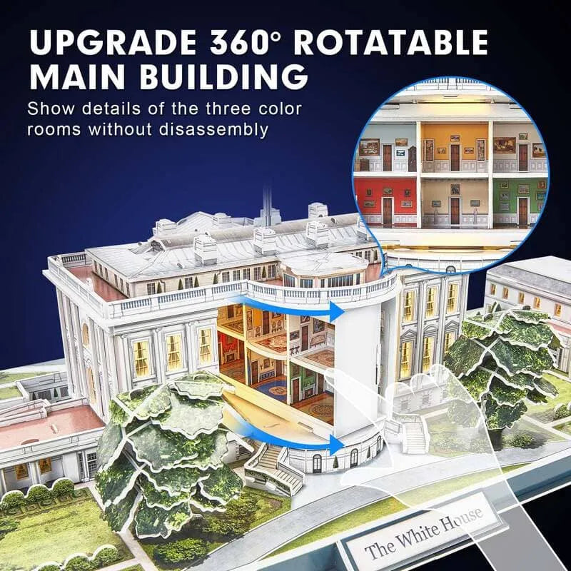 Puzzle 3D | LED White House - Architectural Model Kit - CraftoyX