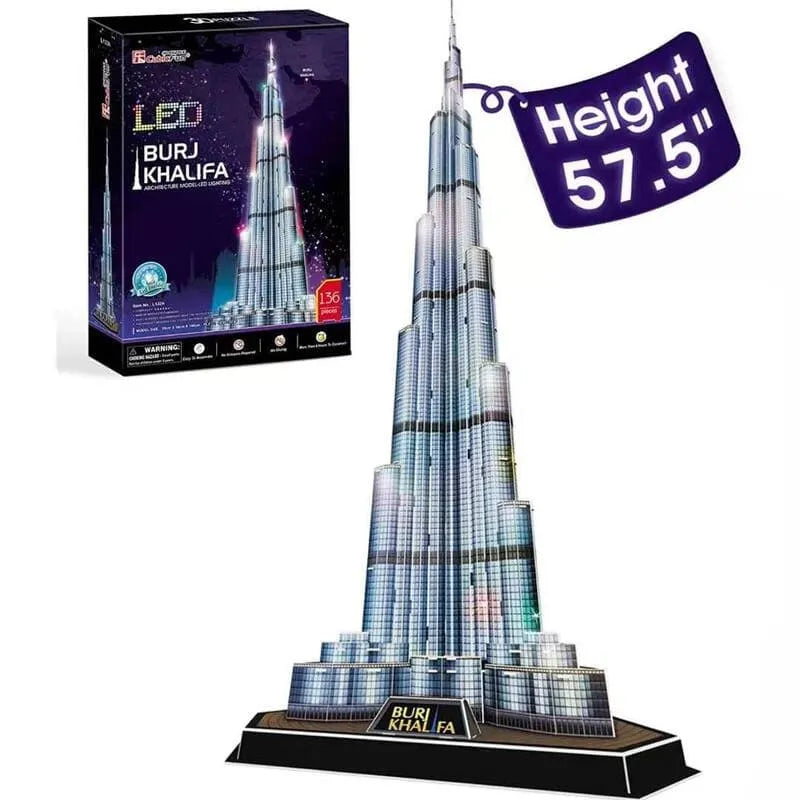 3D Puzzles | Dubai Burj Khalifa with LED Lights - CraftoyX