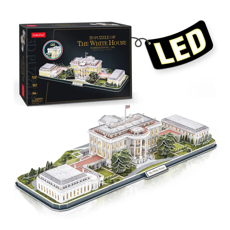 Puzzle 3D | LED White House - Architectural Model Kit - CraftoyX