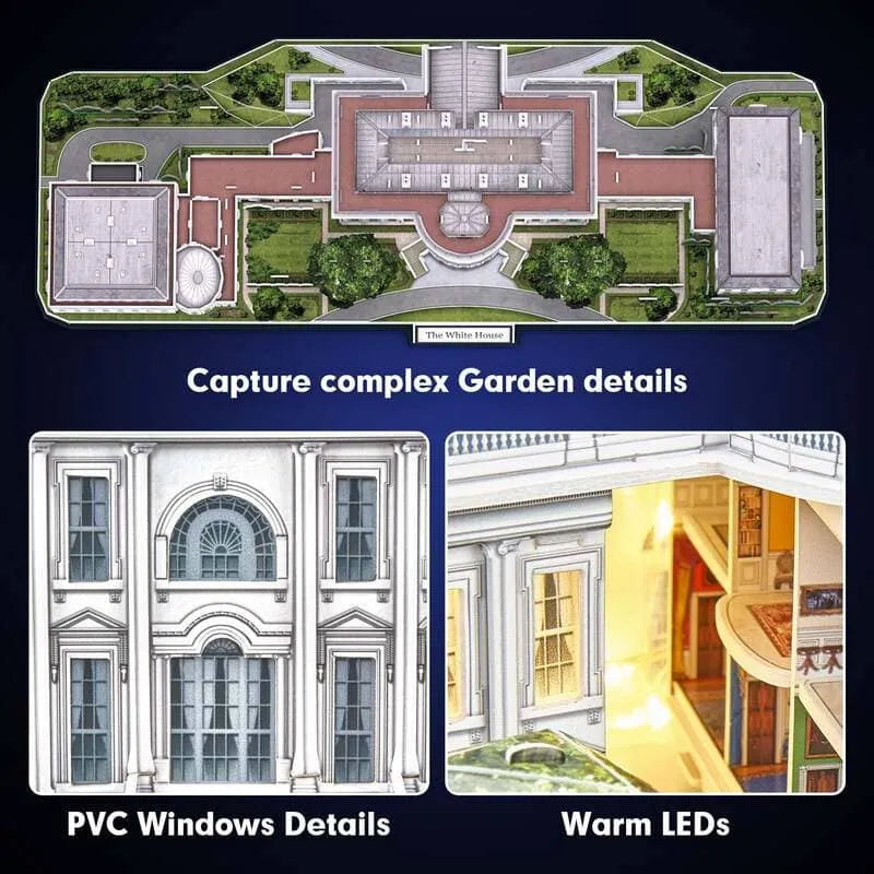 Puzzle 3D | LED White House - Architectural Model Kit - CraftoyX