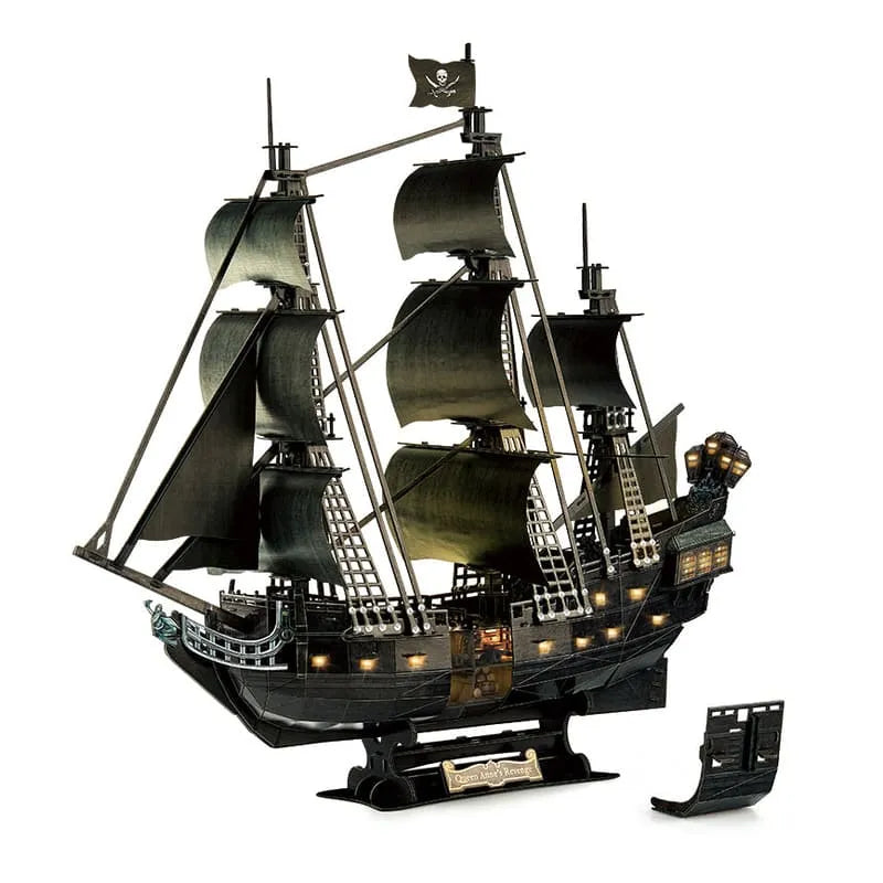 3D Puzzle | LED Pirate Ship - Queen Anne’s Revenge - CraftoyX