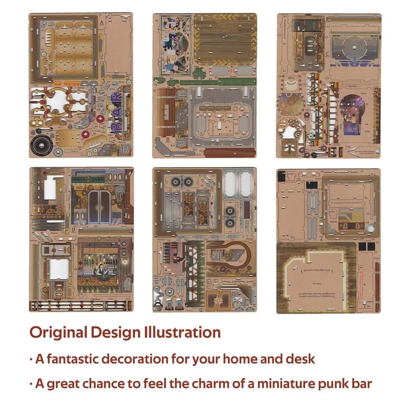 3D Wooden Puzzle kit | Punk Bar-CraftoyX