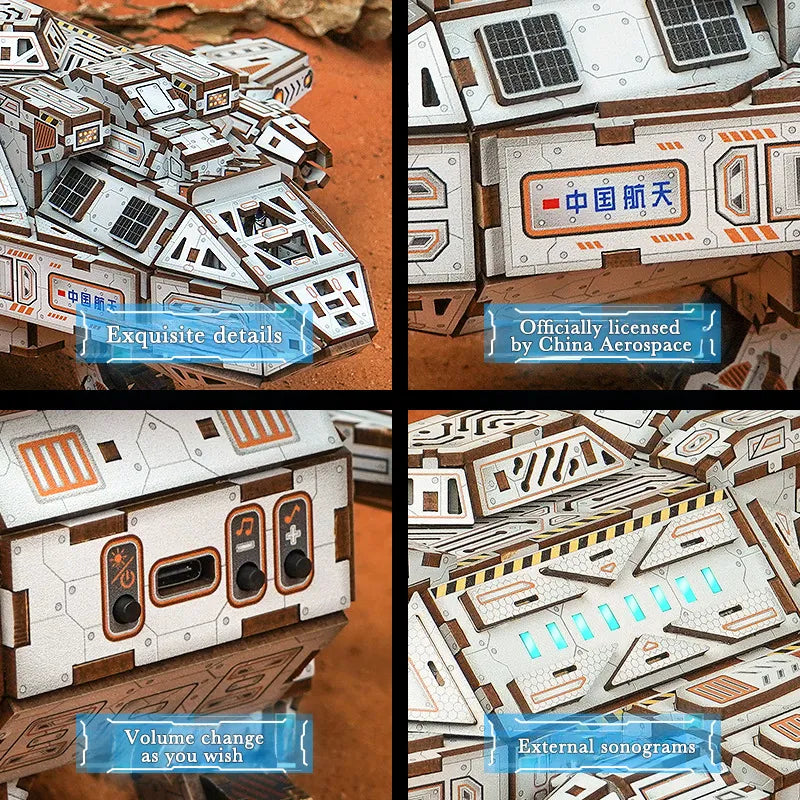 3D Wooden Puzzles | Transfer Spacecraft-Hung Hu - Bluetooth Audio Model-CraftoyX