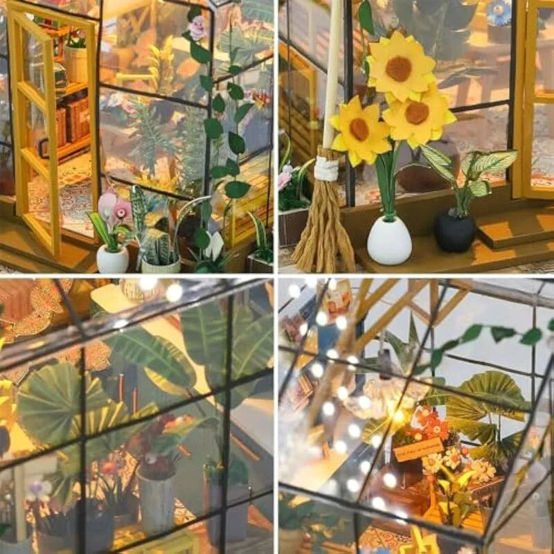 by craftoyx Perfect Gift Mini Dollhouse Kit Display Sunshine Flower House 