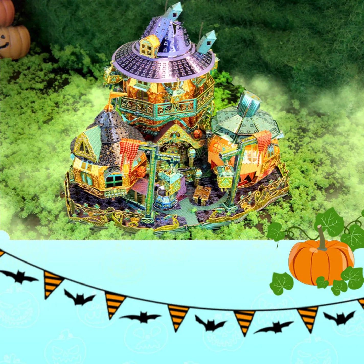 by craftoyx Pumpkin House Metal Puzzle Hauntingly Beautiful