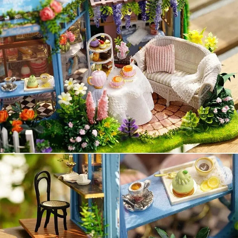 by craftoyx Realistic Miniature Dollhouse Accessories Rose Garden Tea House 