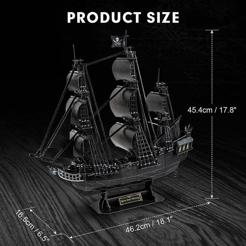 3D Puzzle | Black Pirate Ship - Third Generation Upgrade - CraftoyX