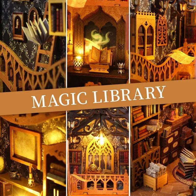 Book Nook Kits | Magic Library 3D Puzzle - Enchanted Shelves - CraftoyX