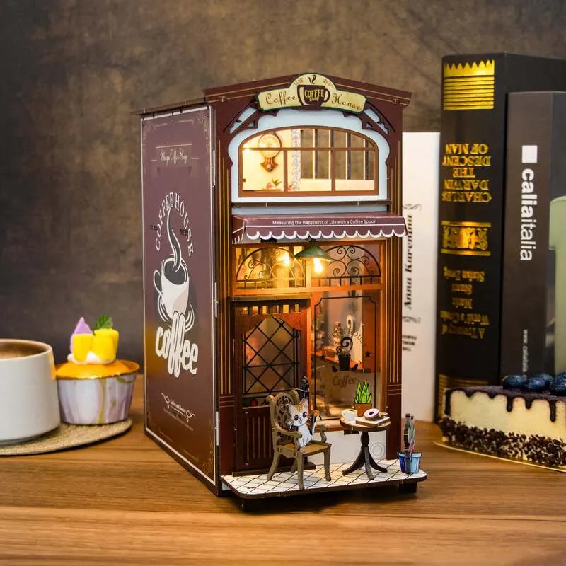 Book Nook Kit | Coffee House - Cozy Miniature Café Scene-CraftoyX