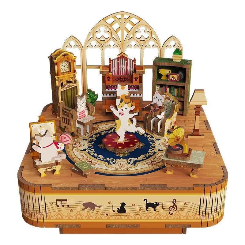 by craftoyx cats family concert music box complete view