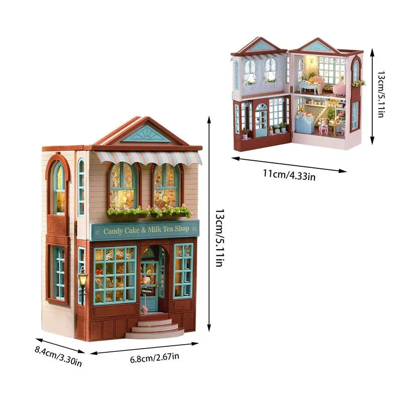 DIY Miniature House | Candy Cake & Milk Tea Shop Dollhouse Kit - CraftoyX