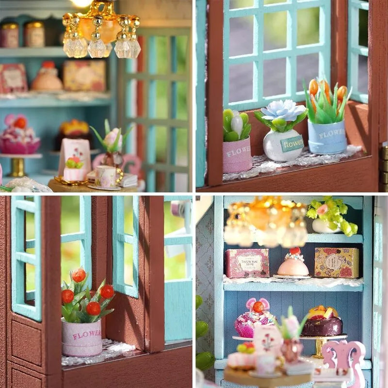 DIY Miniature House | Candy Cake & Milk Tea Shop Dollhouse Kit - CraftoyX