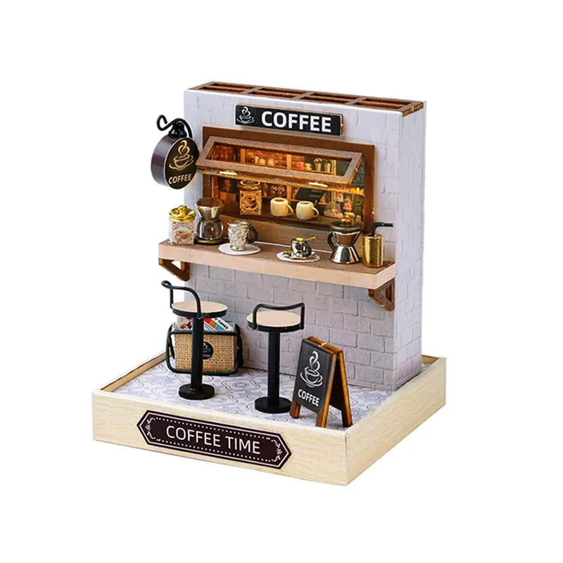 DIY Miniature House | Coffee Time Dollhouse Kit-CraftoyX