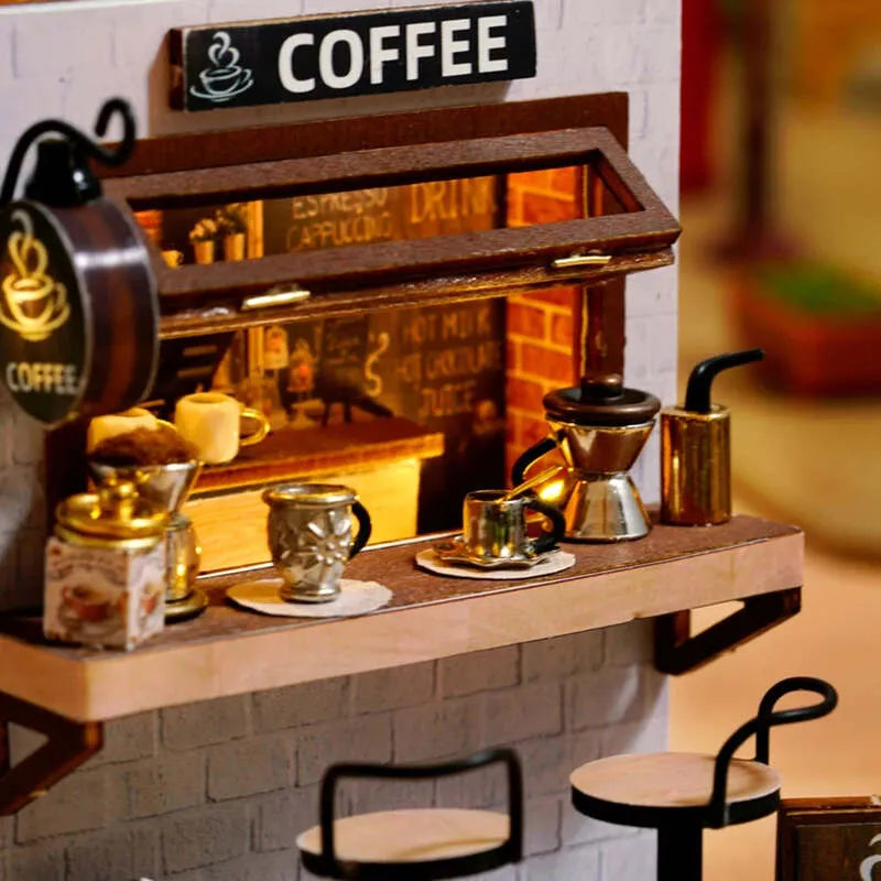 DIY Miniature House | Coffee Time Dollhouse Kit-CraftoyX