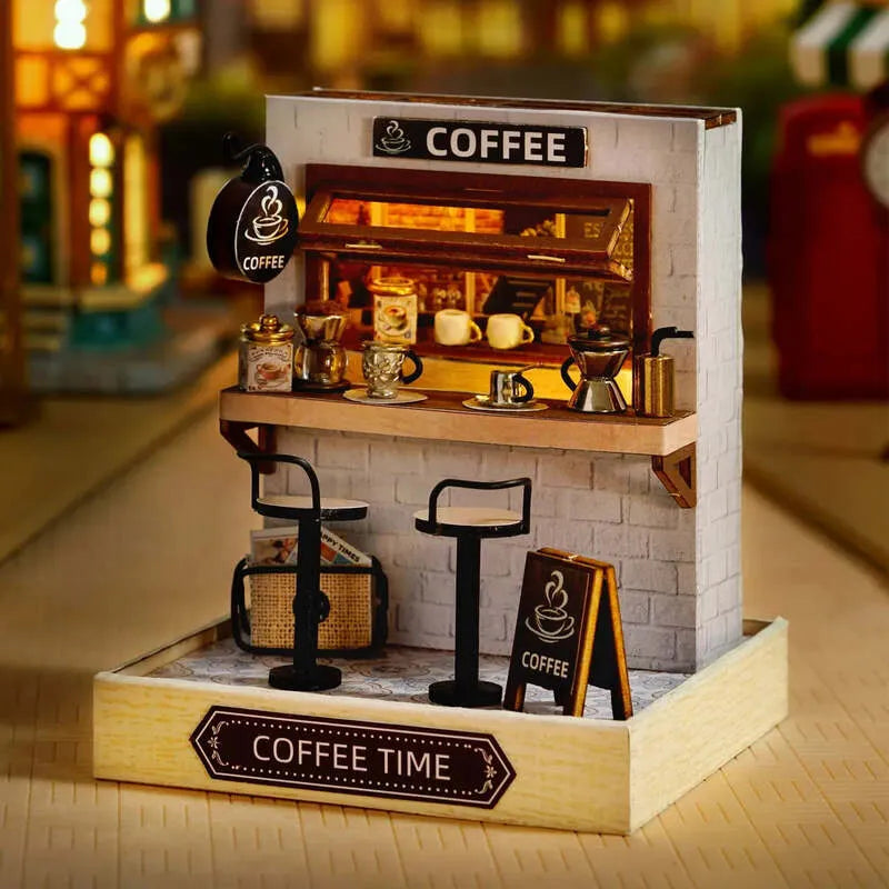 DIY Miniature House | Coffee Time Dollhouse Kit-CraftoyX