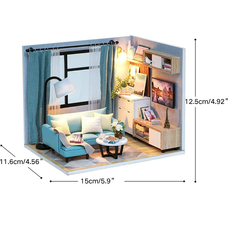 DIY Miniature House | Corner of Living Room Dollhouse Kit - CraftoyX