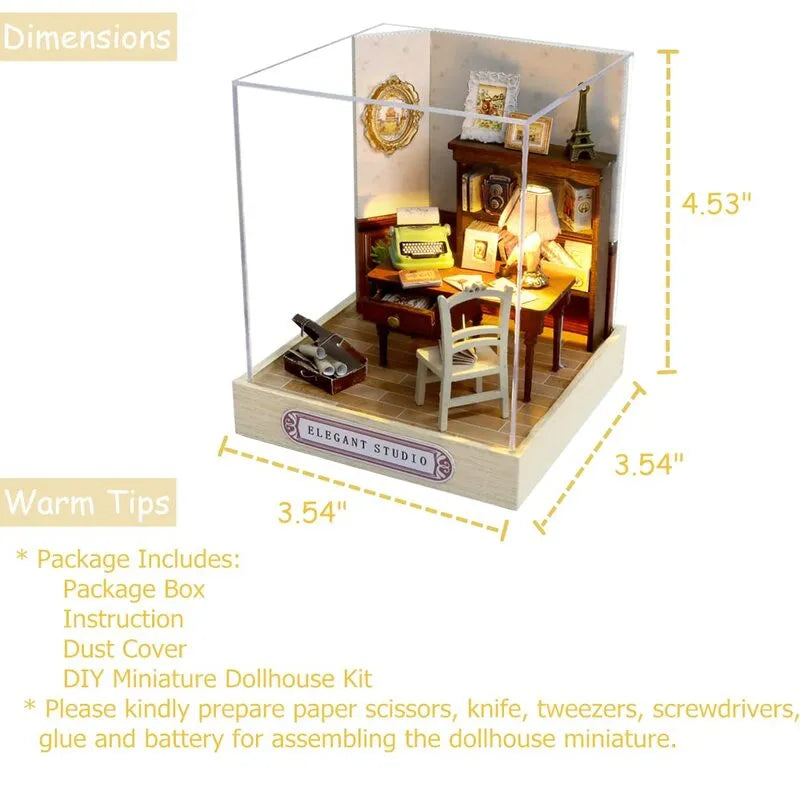 DIY Miniature House | Elegant Studio Dollhouse Kit-CraftoyX