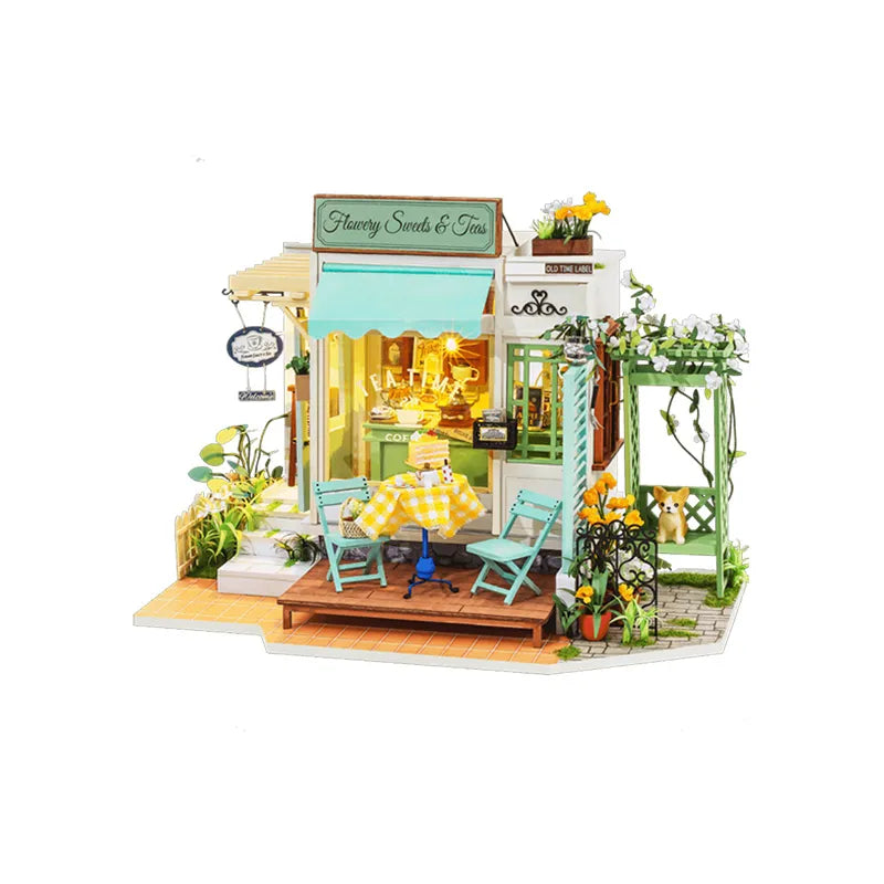 DIY Miniature House | Flowery Sweets&Teas Dollhouse Kit - CraftoyX