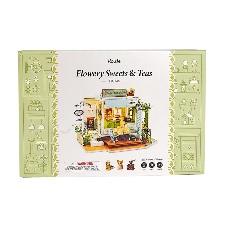 DIY Miniature House | Flowery Sweets&Teas Dollhouse Kit - CraftoyX