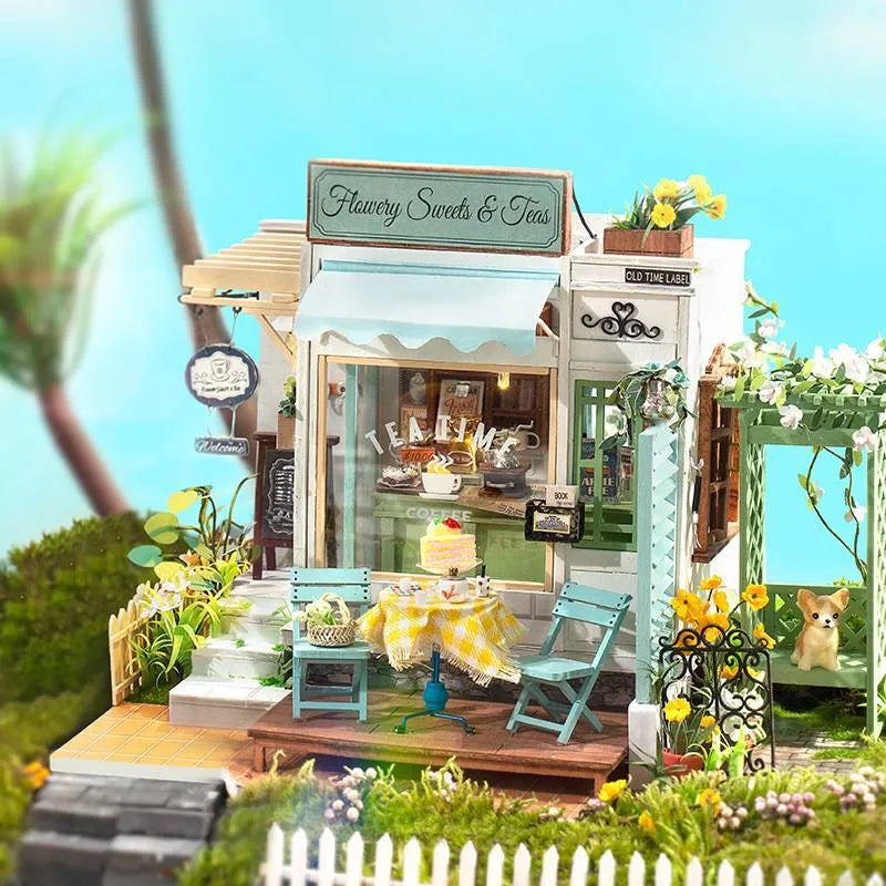 DIY Miniature House | Flowery Sweets&Teas Dollhouse Kit - CraftoyX