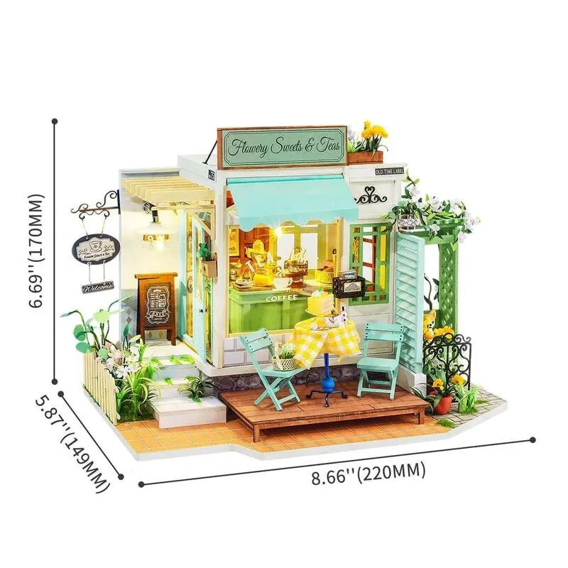 DIY Miniature House | Flowery Sweets&Teas Dollhouse Kit - CraftoyX