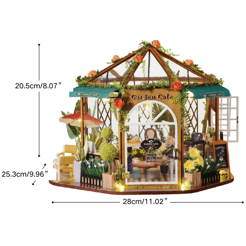 DIY Miniature House | Garden Cafe Dollhouse Kit - CraftoyX