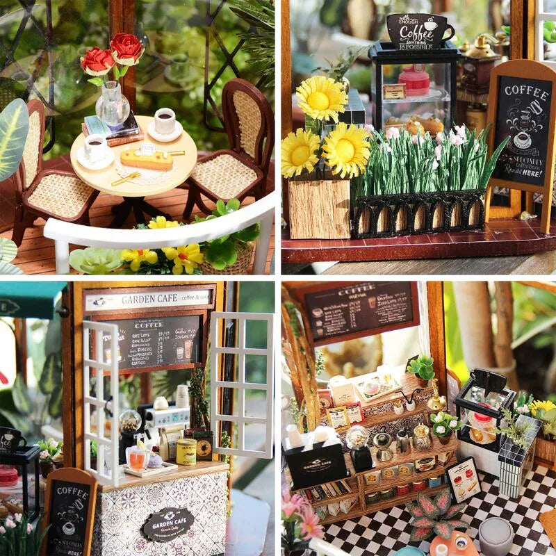 DIY Miniature House | Garden Cafe Dollhouse Kit - CraftoyX