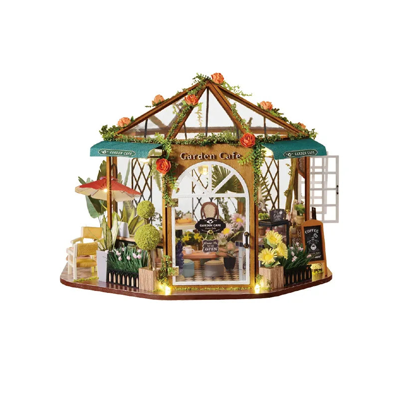 DIY Miniature House | Garden Cafe Dollhouse Kit - CraftoyX