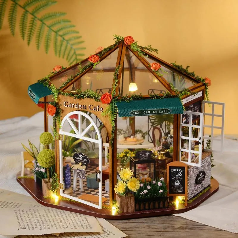 DIY Miniature House | Garden Cafe Dollhouse Kit - CraftoyX