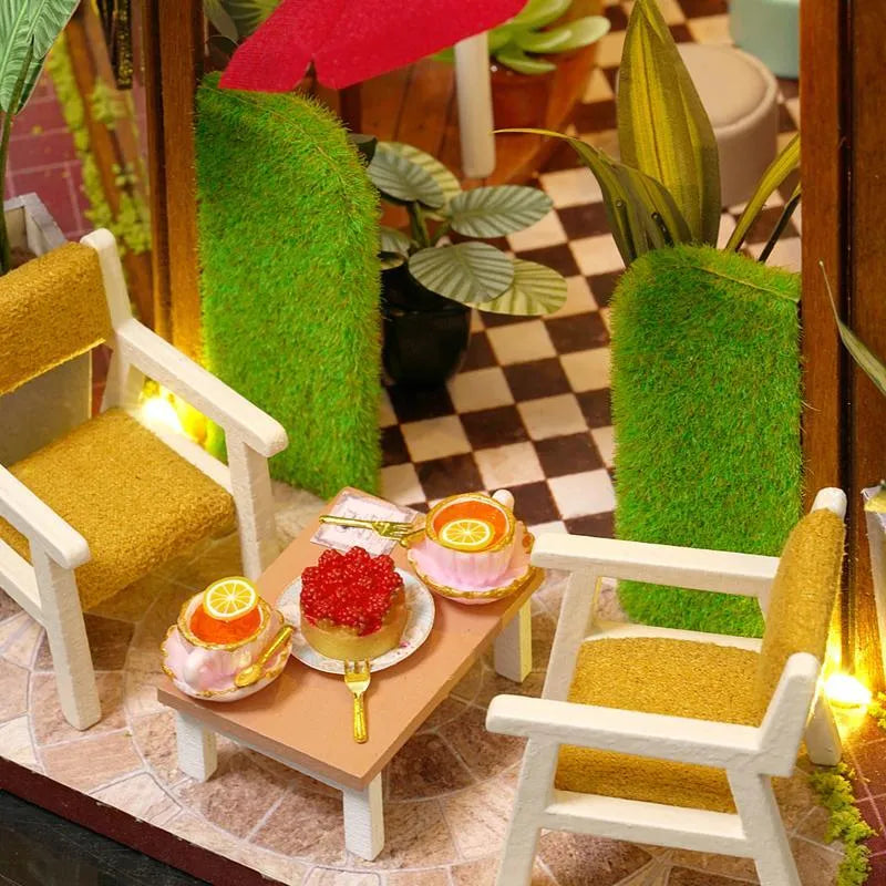 DIY Miniature House | Garden Cafe Dollhouse Kit - CraftoyX