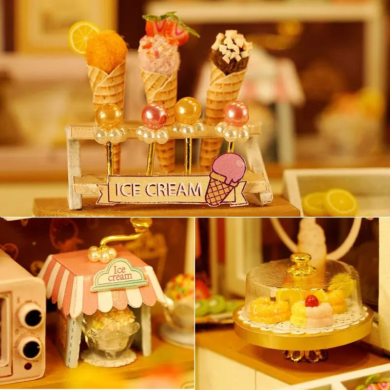 DIY Miniature House | Happiness Ice Cream Shop Dollhouse Kit-CraftoyX