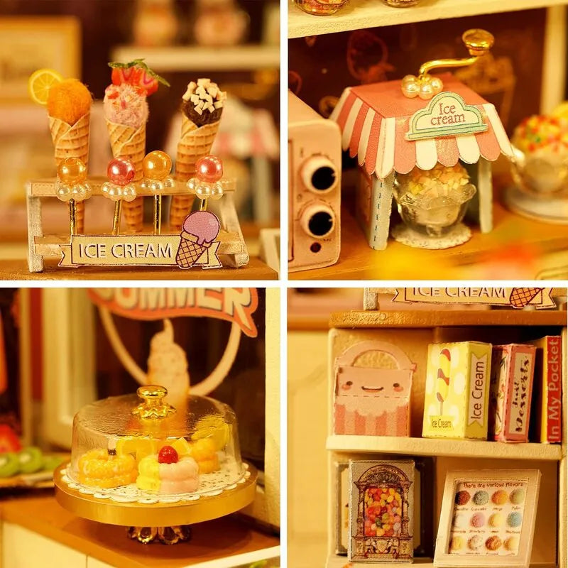 DIY Miniature House | Happiness Ice Cream Shop Dollhouse Kit-CraftoyX