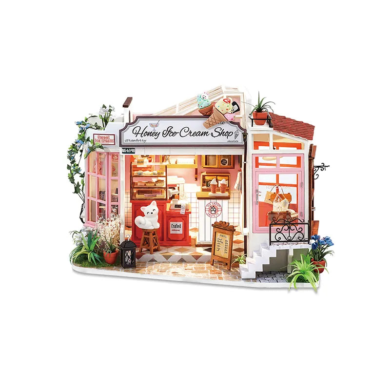 DIY Miniature House | Honey Ice-cream Shop Dollhouse Kit - CraftoyX