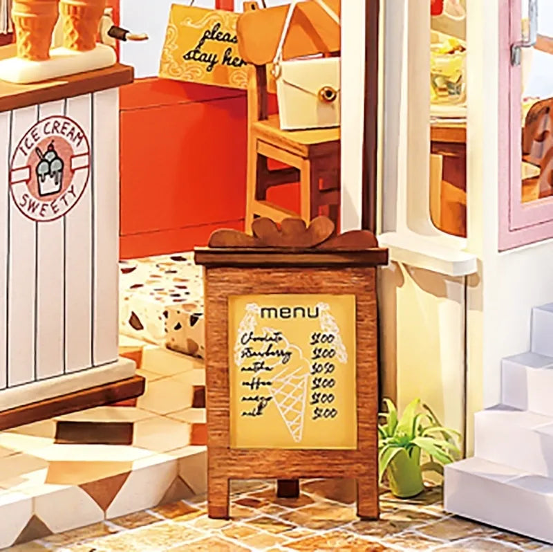 DIY Miniature House | Honey Ice-cream Shop Dollhouse Kit - CraftoyX