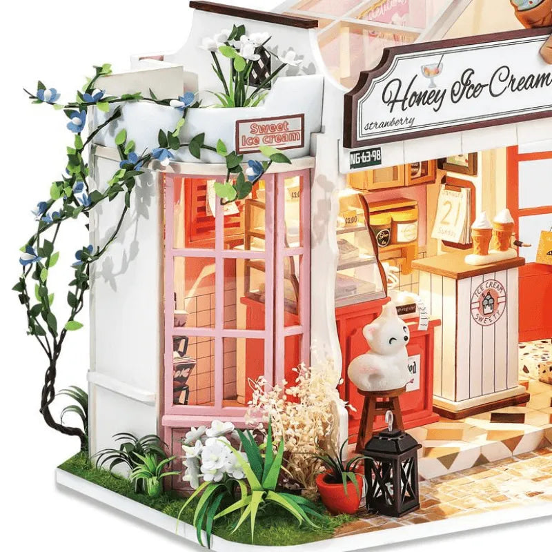 DIY Miniature House | Honey Ice-cream Shop Dollhouse Kit - CraftoyX