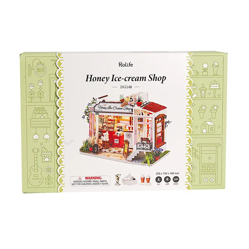 DIY Miniature House | Honey Ice-cream Shop Dollhouse Kit - CraftoyX