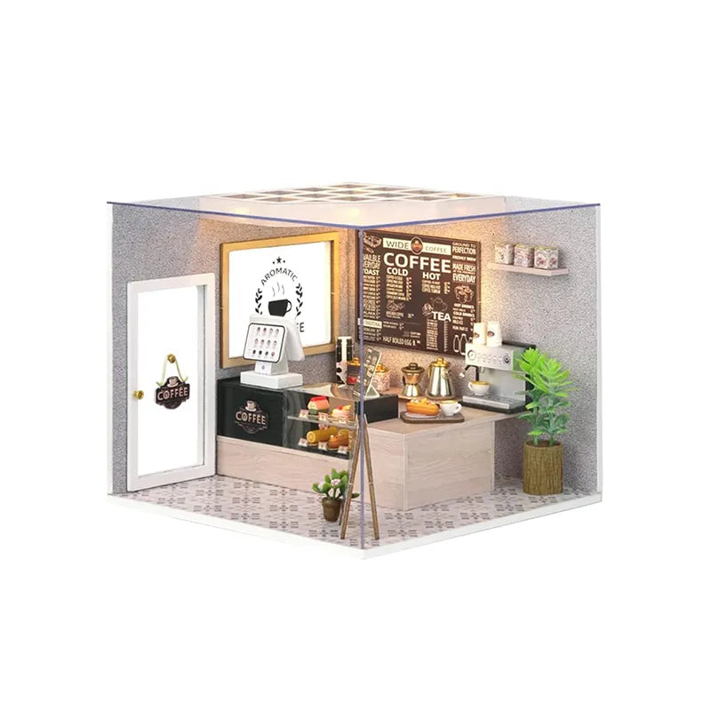 DIY Miniature House | Leisurely Coffee Shop Dollhouse Kit-CraftoyX