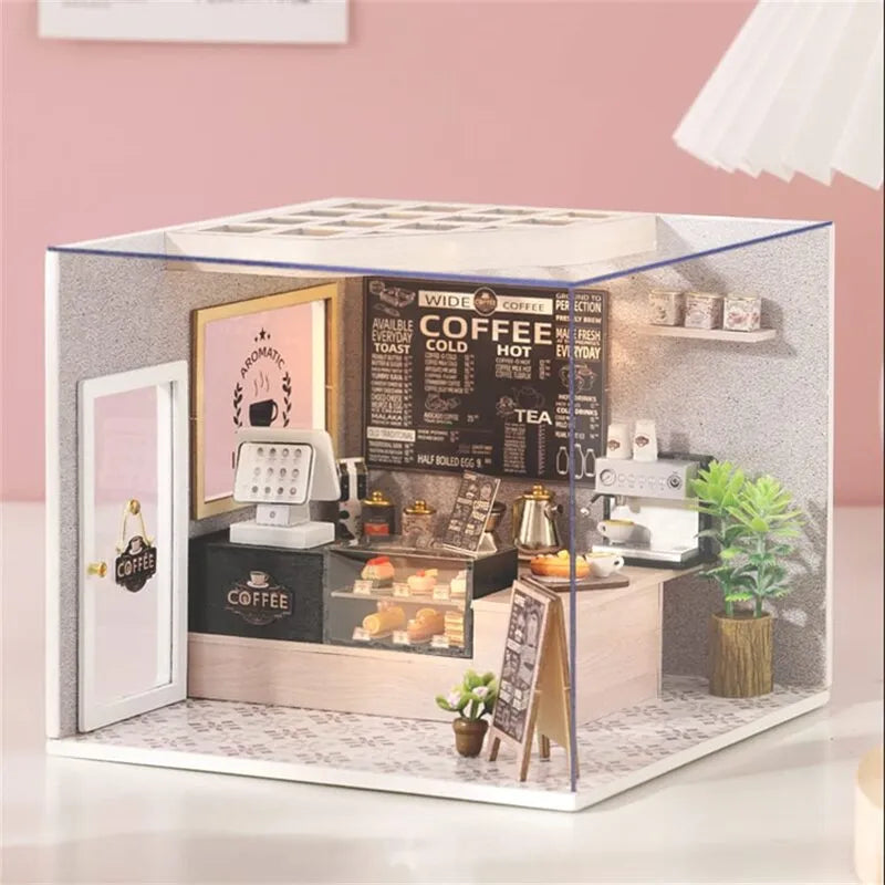 DIY Miniature House | Leisurely Coffee Shop Dollhouse Kit-CraftoyX